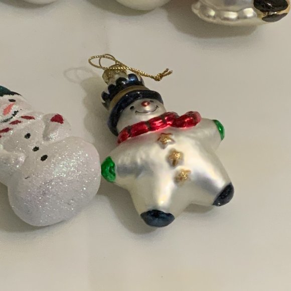 Vintage SNOWMEN CHRISTMAS ORNAMENTS lot of 8 - Picture 6 of 7